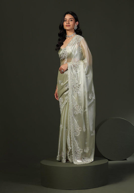 Gray Chiffon Silk Saree