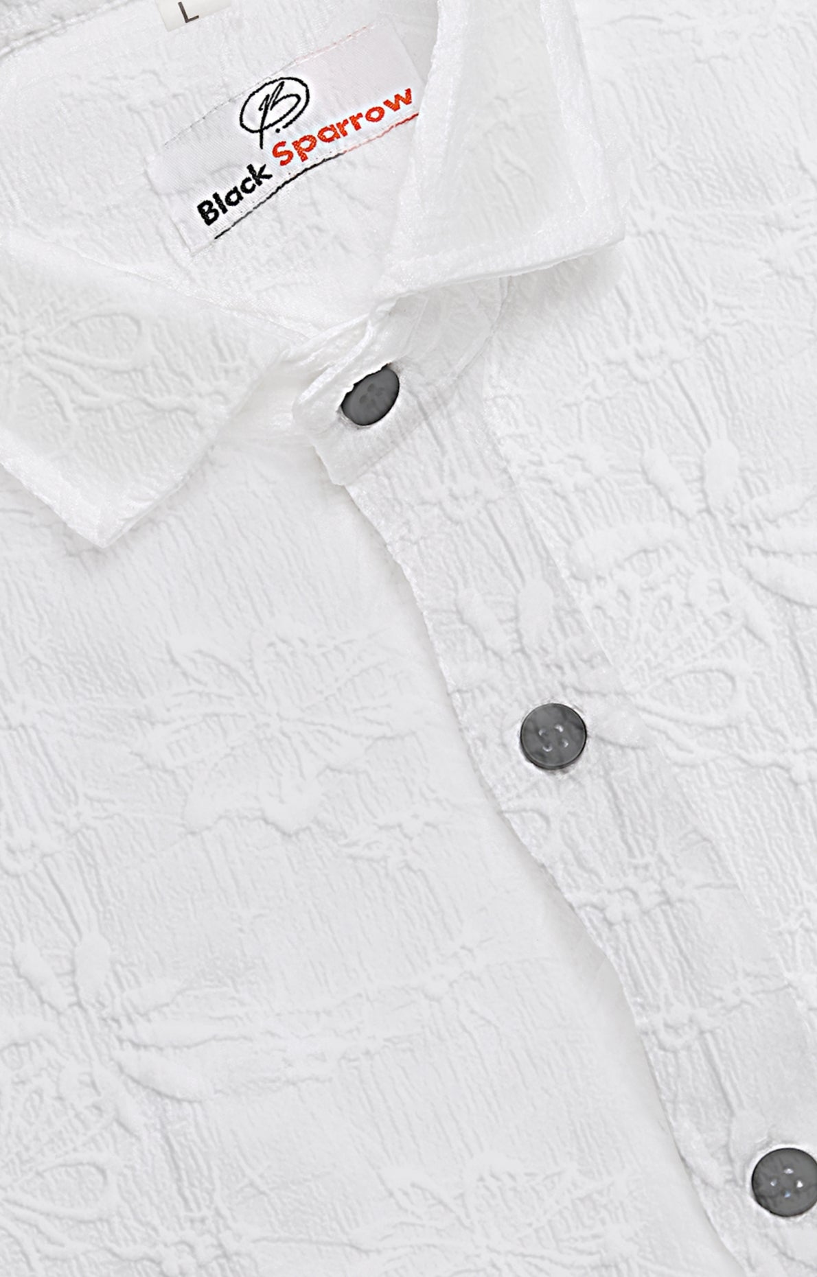 Flowly Jacquard White Shirt for Men | Modern Smart-Casual Button-Down Stretch Lycra Top