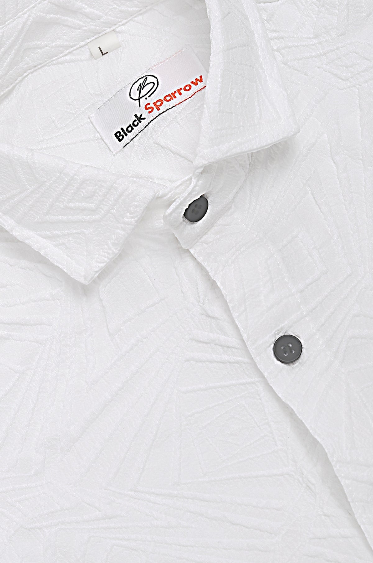 Ellipse Jacquard White Shirt for Men | Modern Smart-Casual Button-Down Stretch Lycra Top