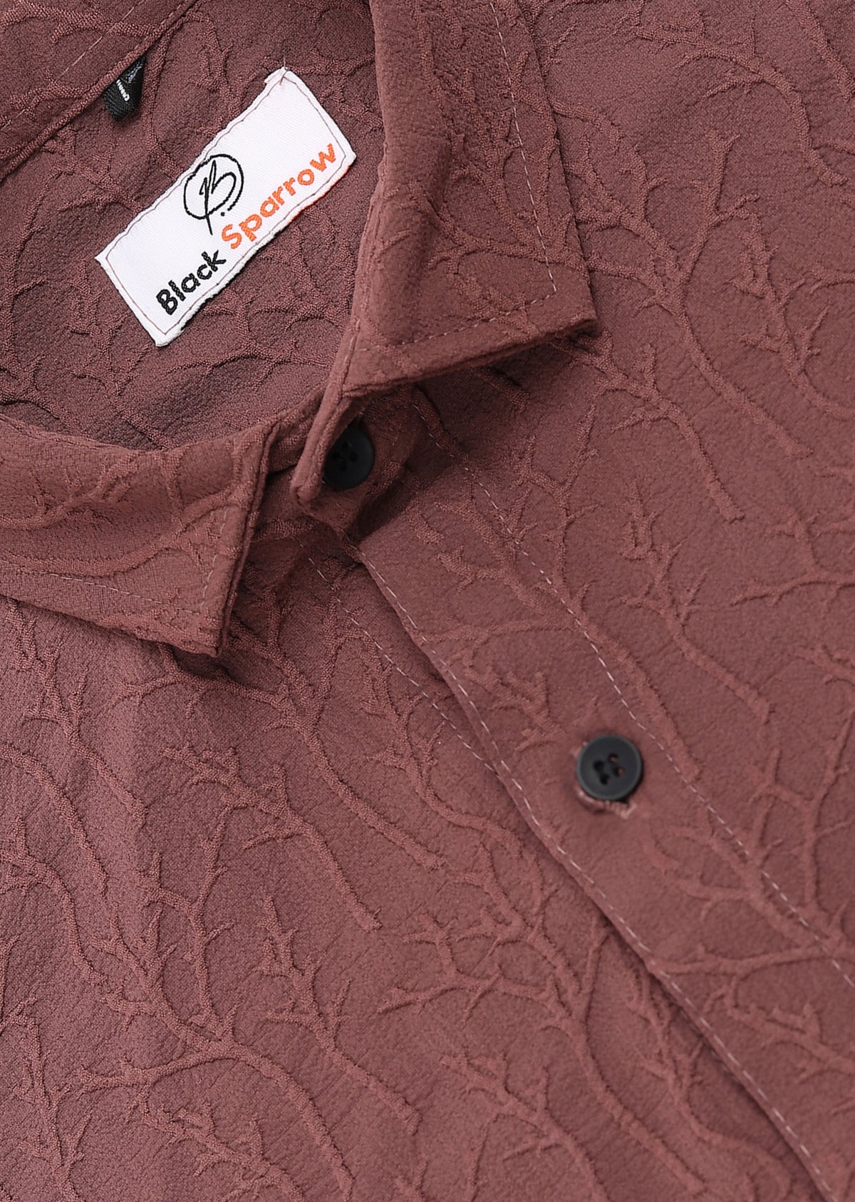 Limb Jacquard Burgundy Shirt for Men | Modern Smart-Casual Button-Down Stretch Lycra Top