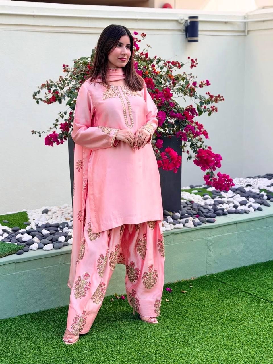 Pink Crepe Silk Suit Set, Heavy Embroidery Party Outfit, Ready Wear Indian Dress