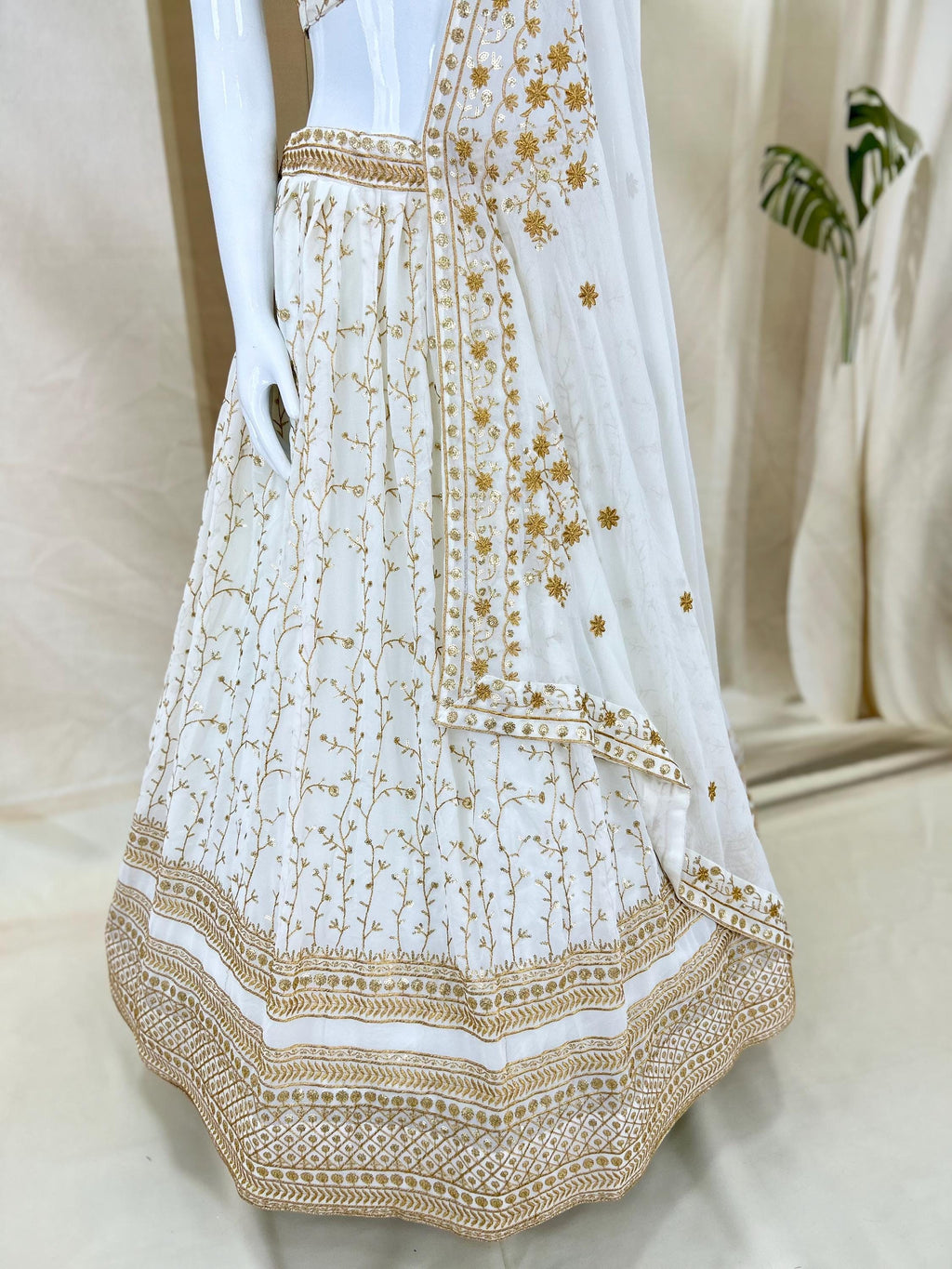 Designer Indian Festive & Wedding White Lehenga Choli Set