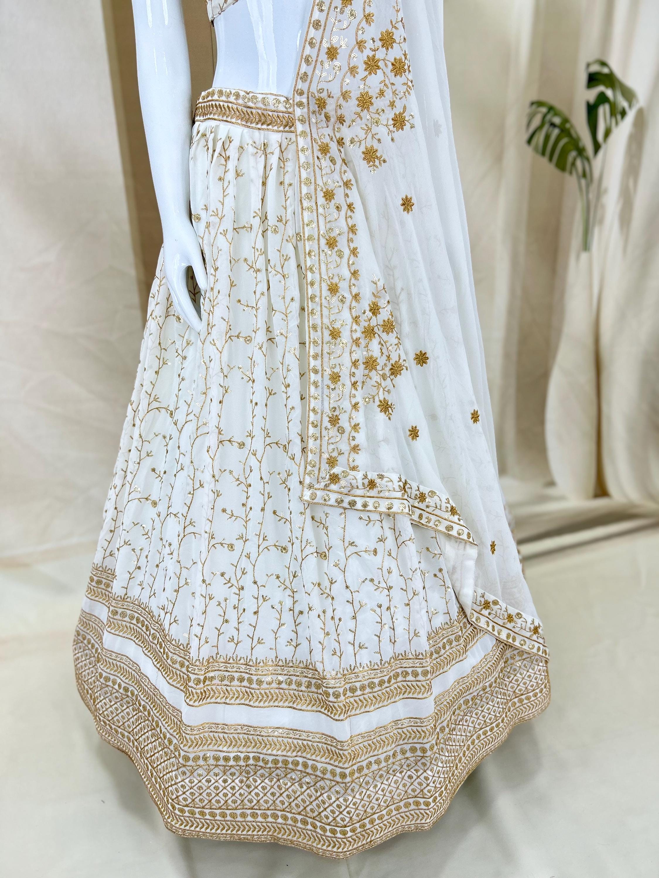 Designer Indian Festive & Wedding White Lehenga Choli Set