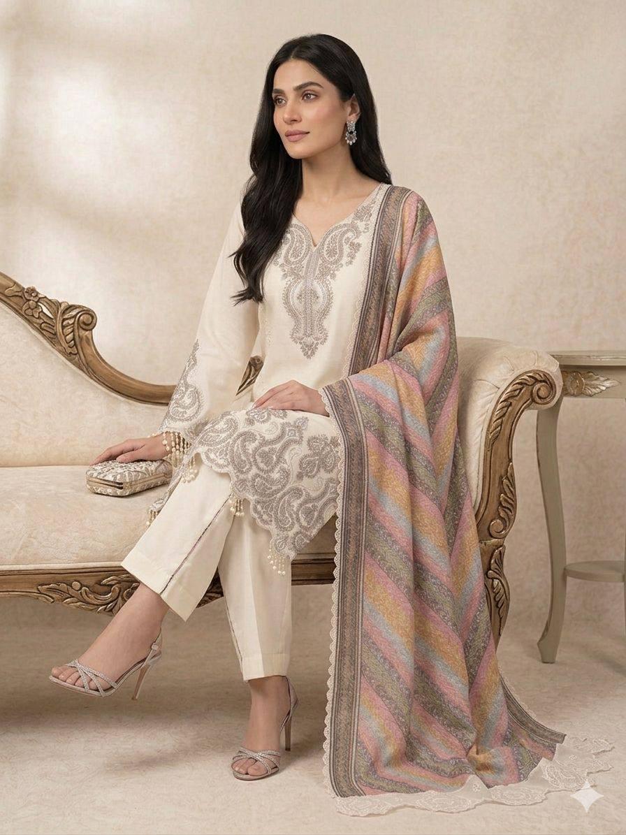 Star Georgette Sequence Embroidery Top Palazzo Set | Printed Organza Dupatta, Indian Wedding Wear
