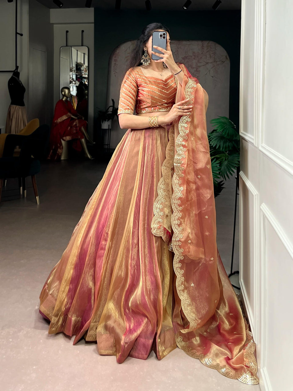 Carika Silk Lehenga Choli Set: Sequins Embroidery, Festive Elegance