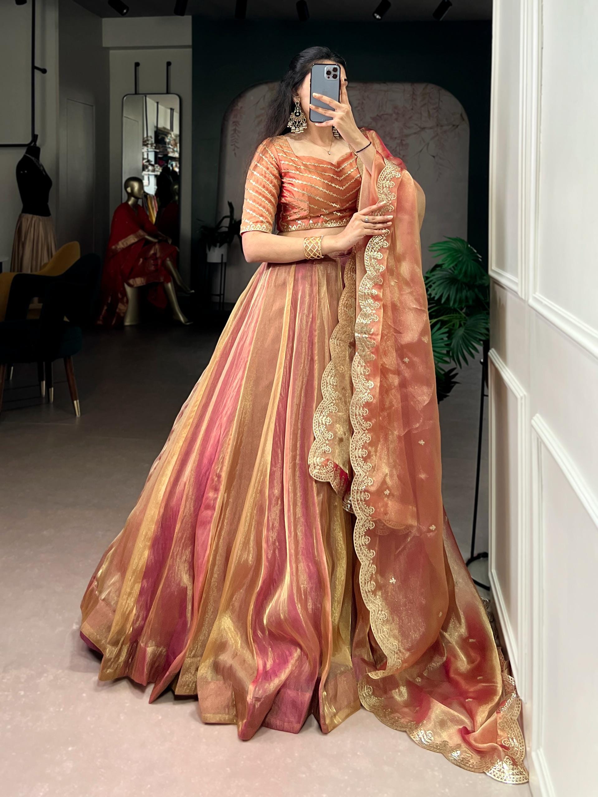 Carika Silk Lehenga Choli Set: Sequins Embroidery, Festive Elegance