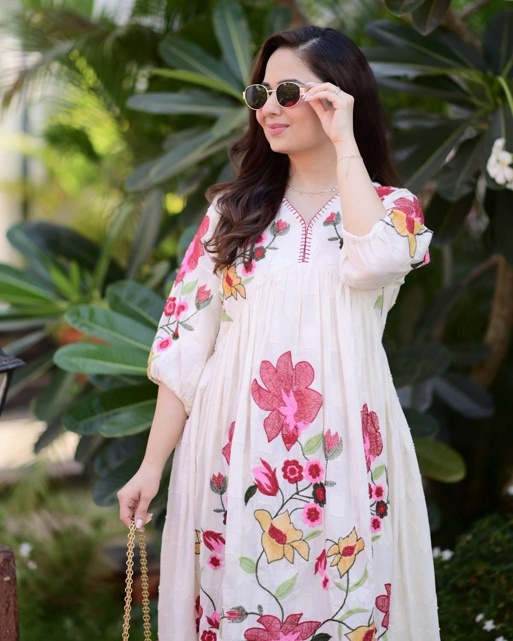 Trendy Rayon Embroidered Maxi Gown | Summer Friendly Long Flare Dress | Fully Stitched Boho Ethnic Anarkali Gown For Women Party Wear
