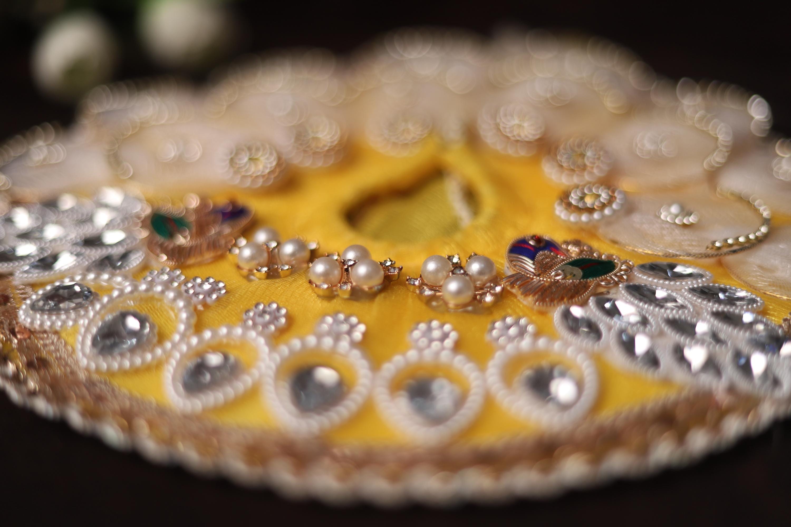 Handcrafted Kanha Ji Poshak with Elegant White Petals and Stone Work Embellishments Traditional Peacock Theme Laddu Gopal Dress