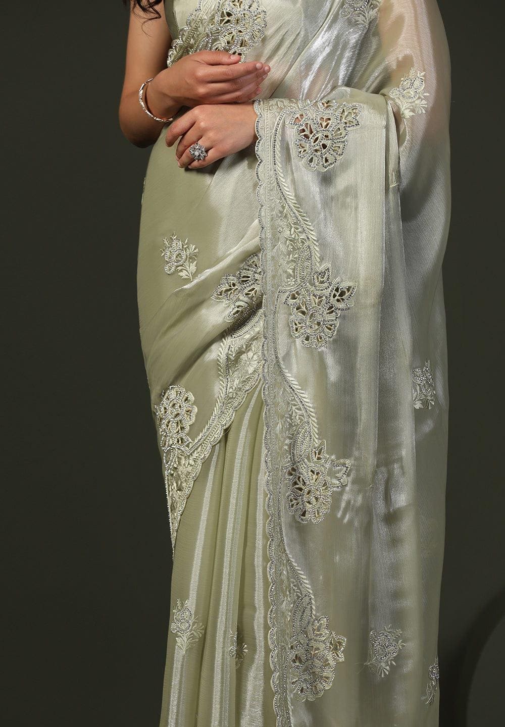 Gray Chiffon Silk Saree