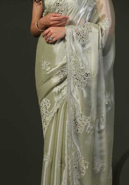 Gray Chiffon Silk Saree