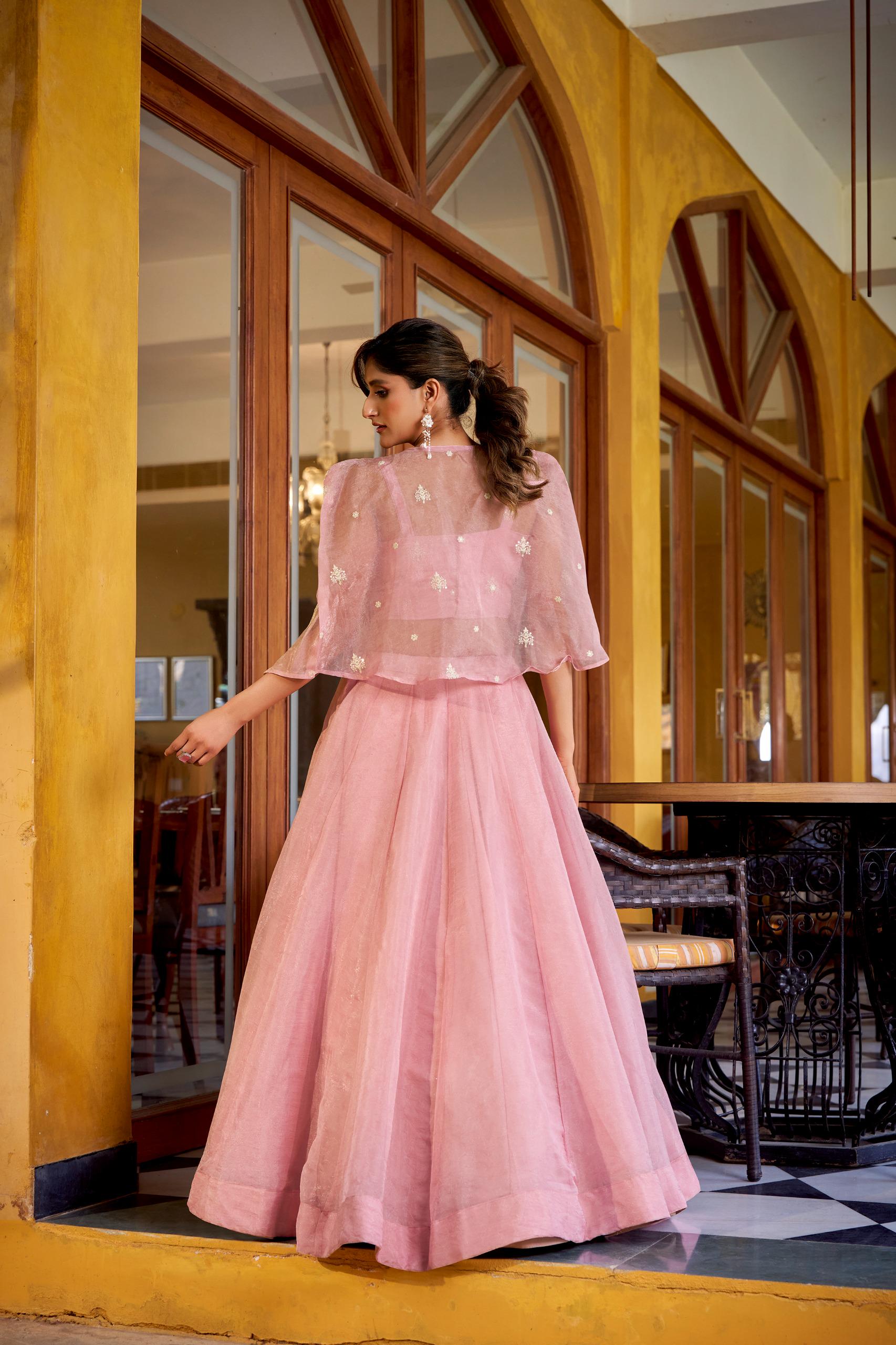 3-Piece Lehenga Choli with Koti Jacket & Sequin Embroidery