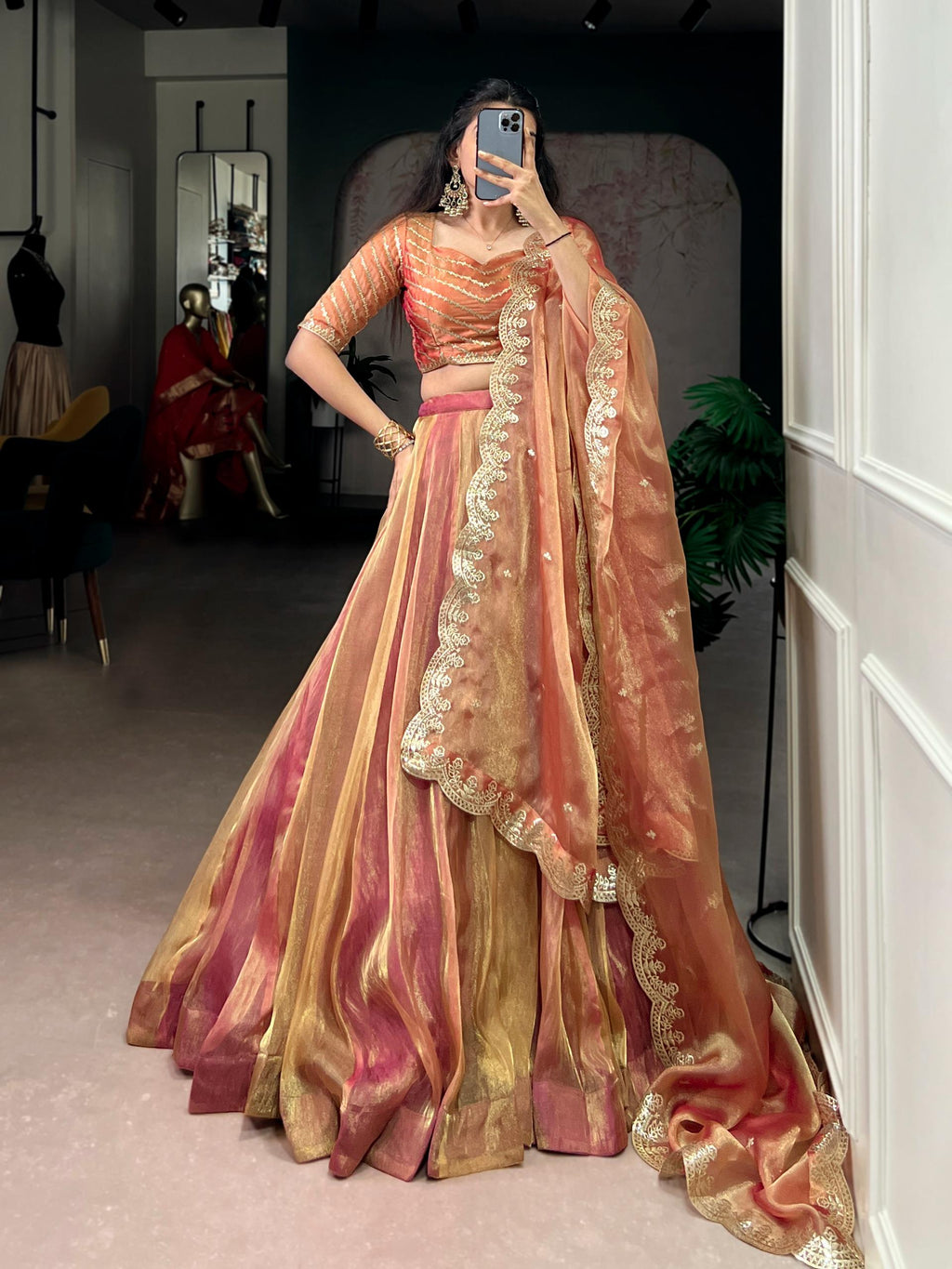 Carika Silk Lehenga Choli Set: Sequins Embroidery, Festive Elegance