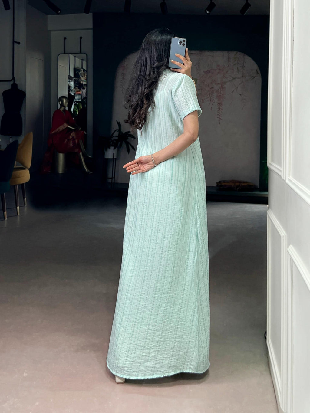 3 Piece Orchid Co Ord Set, Striped Long Shrug Jacket, Indowestern Palazzo Outfit