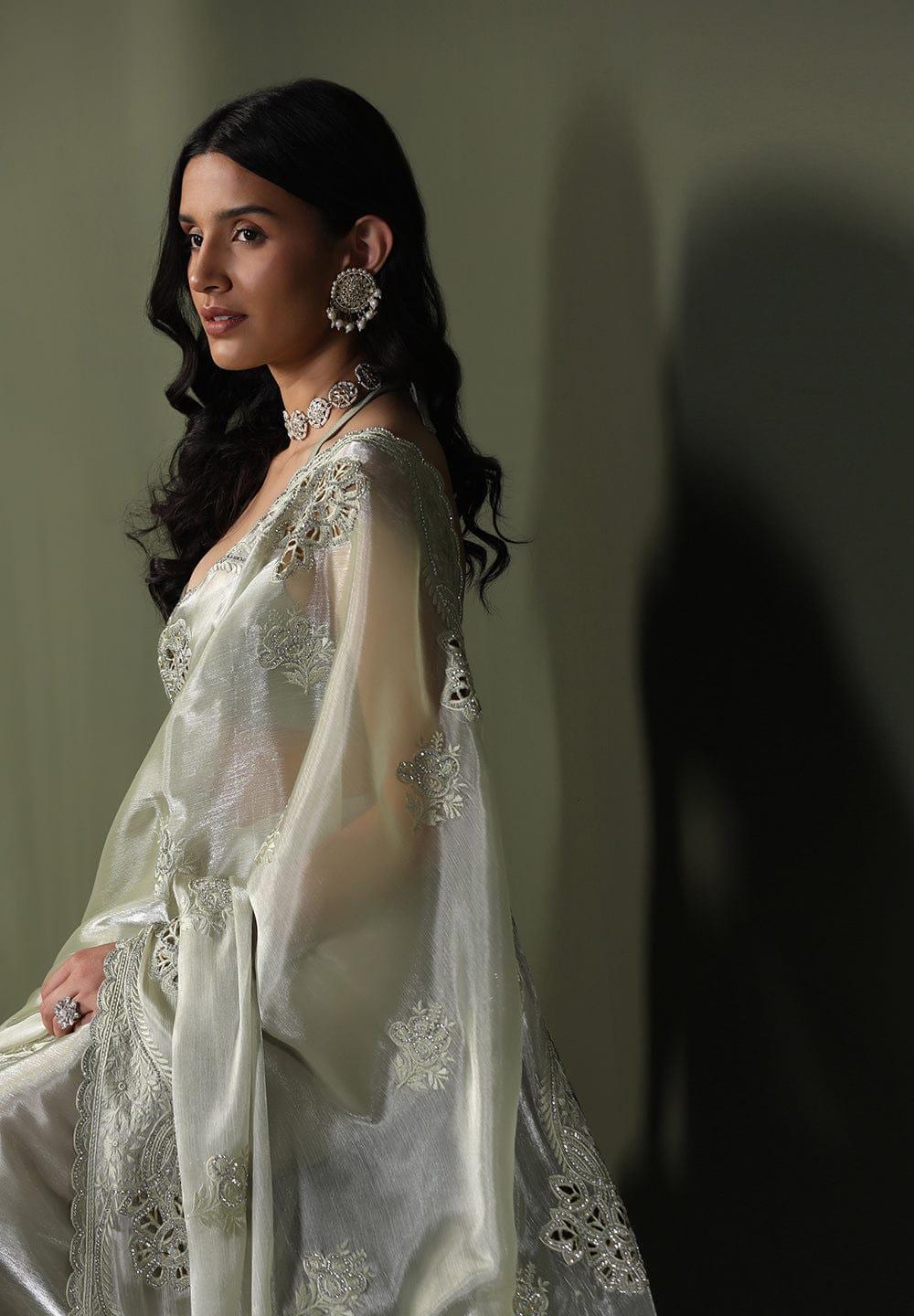 Gray Chiffon Silk Saree