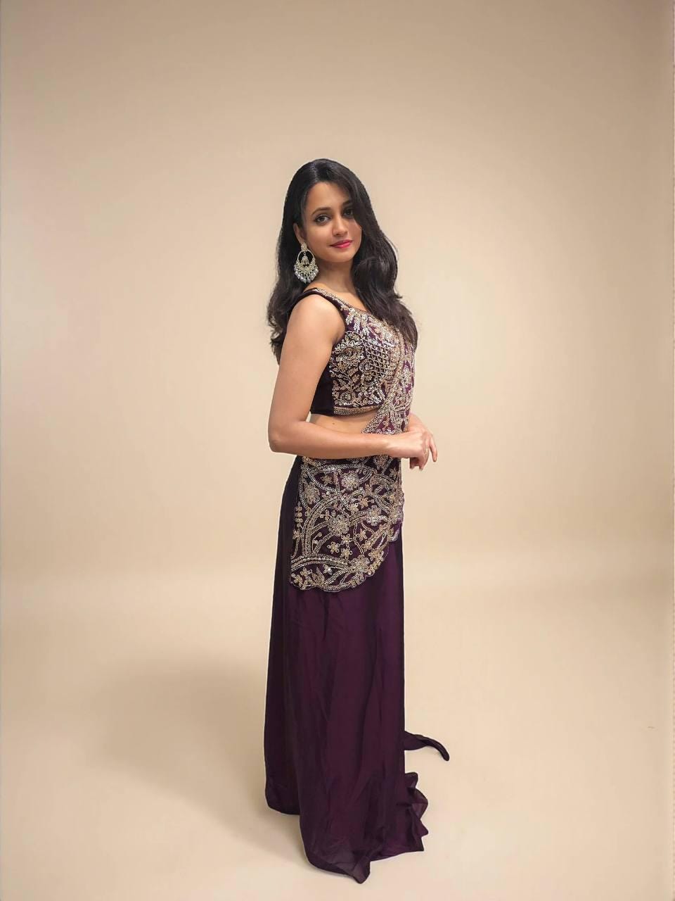 Ready-to-Wear Green Rangoli Silk Drape Saree with Sequins Work Blouse