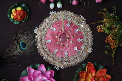 Pink Laddu Gopal Dress with Pearl Work | Heavy Designer Bal Gopal Festive Poshak Handcrafted Pink Laddu Gopal Poshak