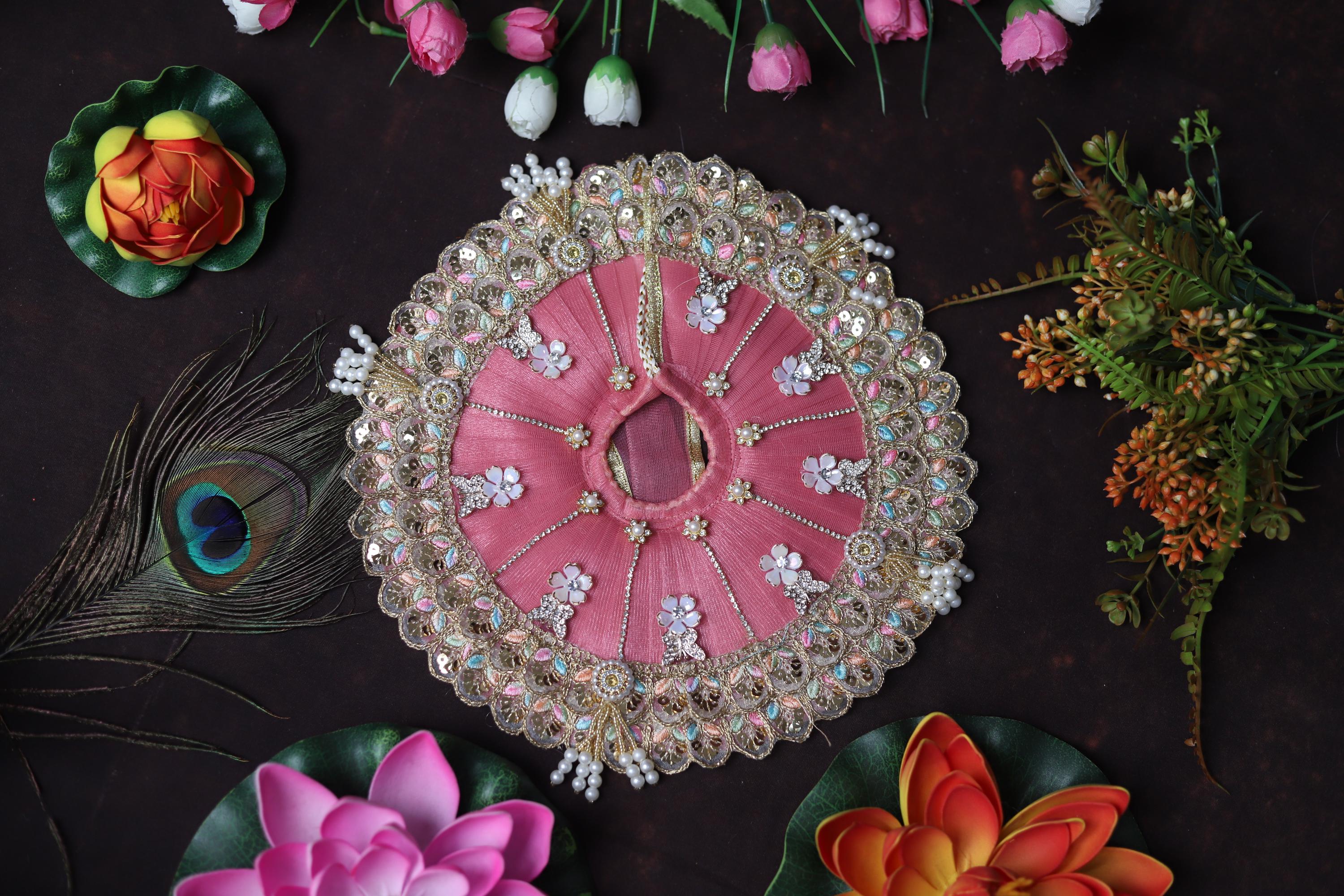 Pink Laddu Gopal Dress with Pearl Work | Heavy Designer Bal Gopal Festive Poshak Handcrafted Pink Laddu Gopal Poshak
