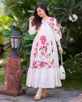 Trendy Rayon Embroidered Maxi Gown | Summer Friendly Long Flare Dress | Fully Stitched Boho Ethnic Anarkali Gown For Women Party Wear