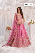 Baby Pink Embroidered Fandy Silk Lehenga Choli Set, Wedding Wear Dupatta