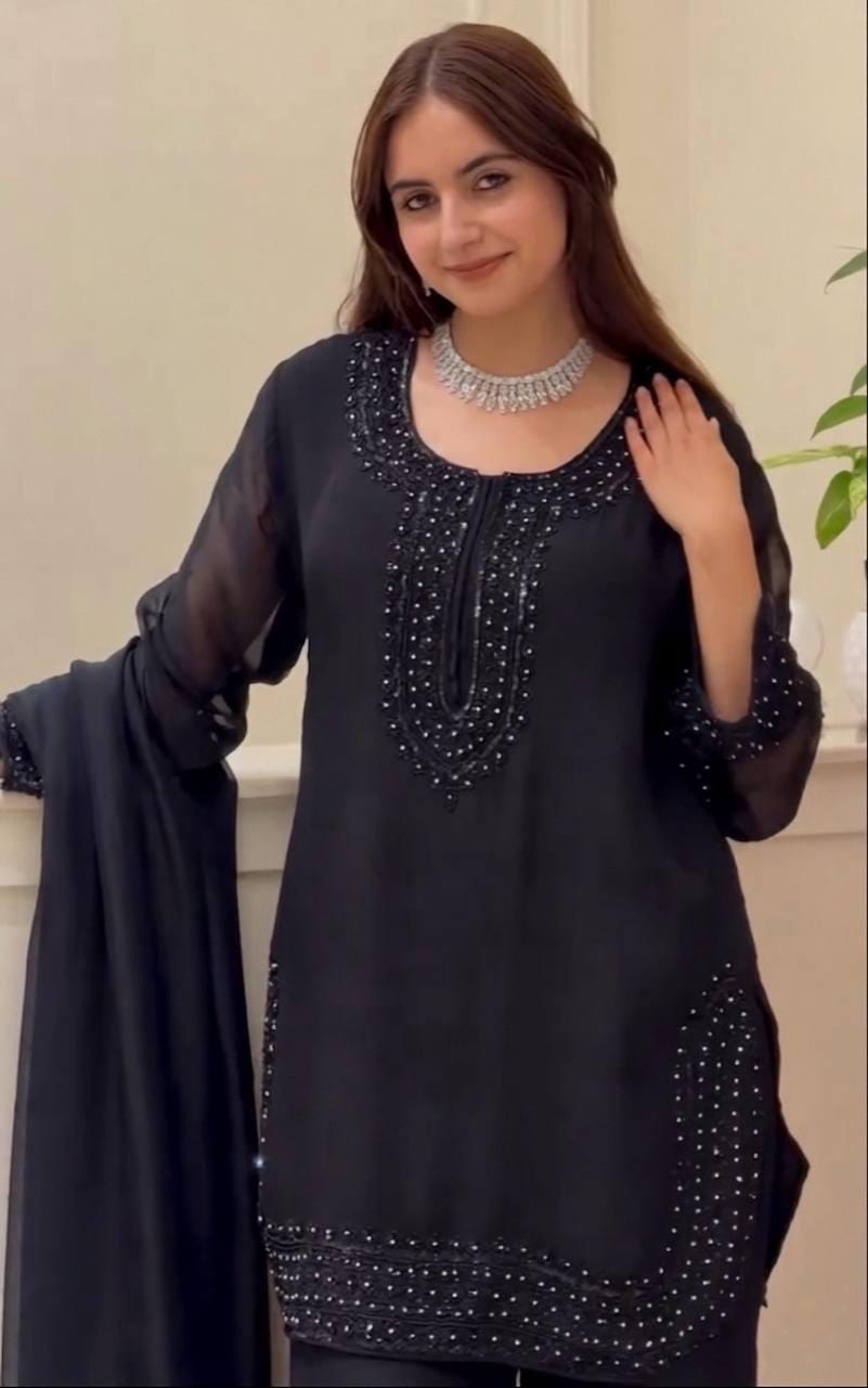 Presenting  New Designer Party Wear Look Top-Plazzo and Dupatta With Heavy Embroidery Beads Work