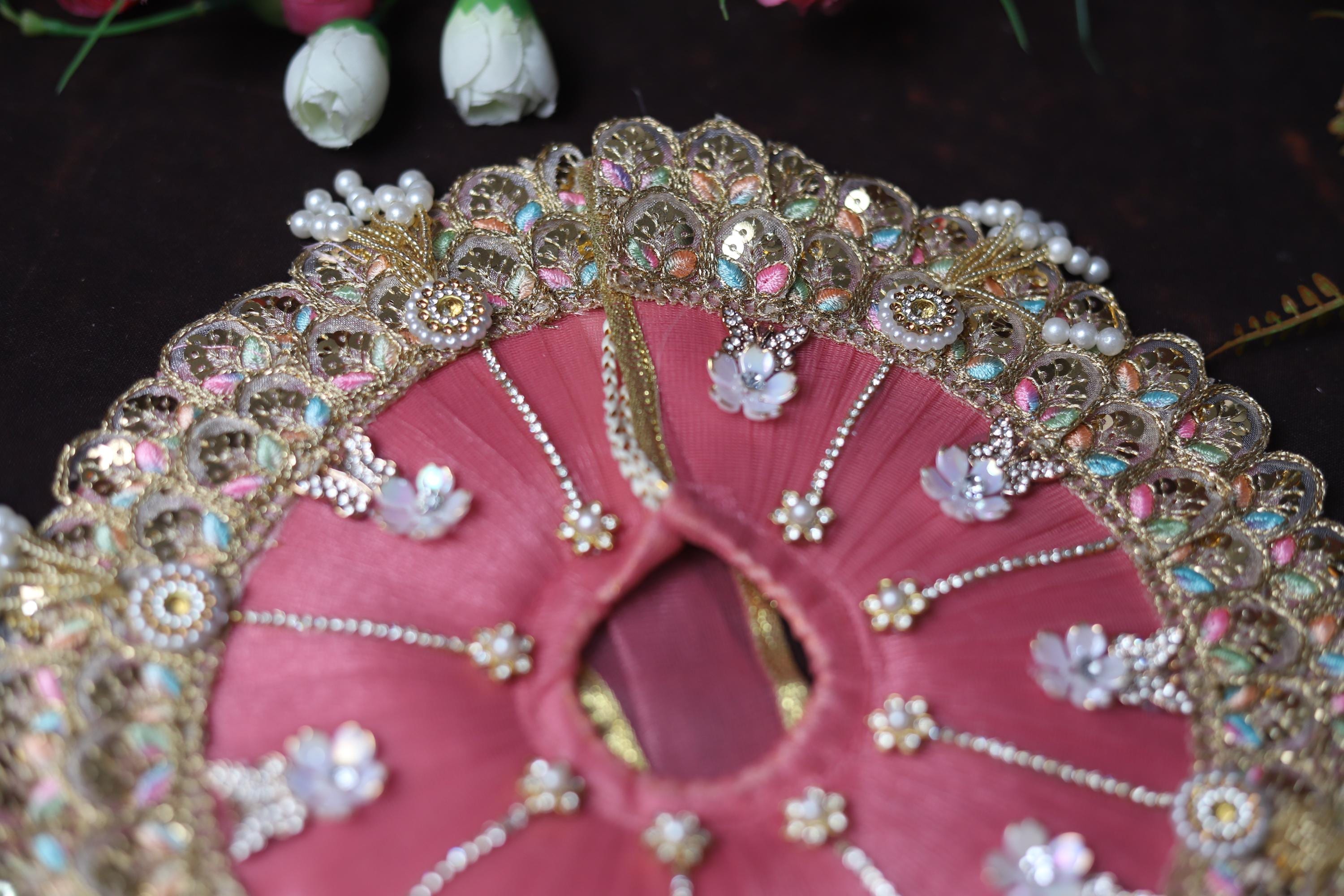 Pink Laddu Gopal Dress with Pearl Work | Heavy Designer Bal Gopal Festive Poshak Handcrafted Pink Laddu Gopal Poshak
