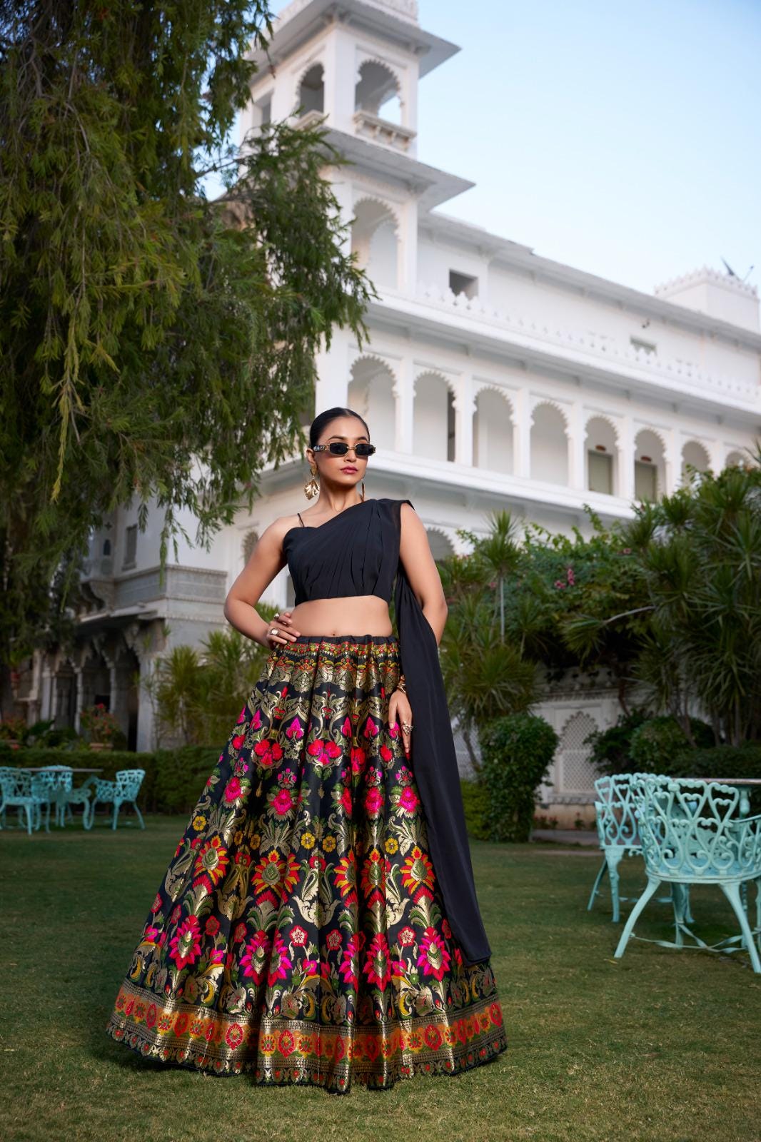 Banarasi Silk Lehenga with Georgette Blouse & Attached Dupatta