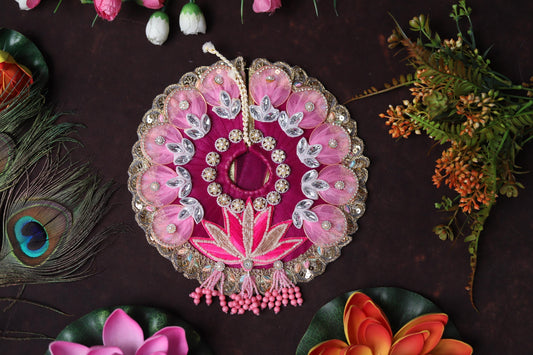 Exquisite Handcrafted Pink Lotus Deity Dress | Royal Magenta Laddu Gopal Poshak with Pearl & Sequin Border | Janmashtami Shringar