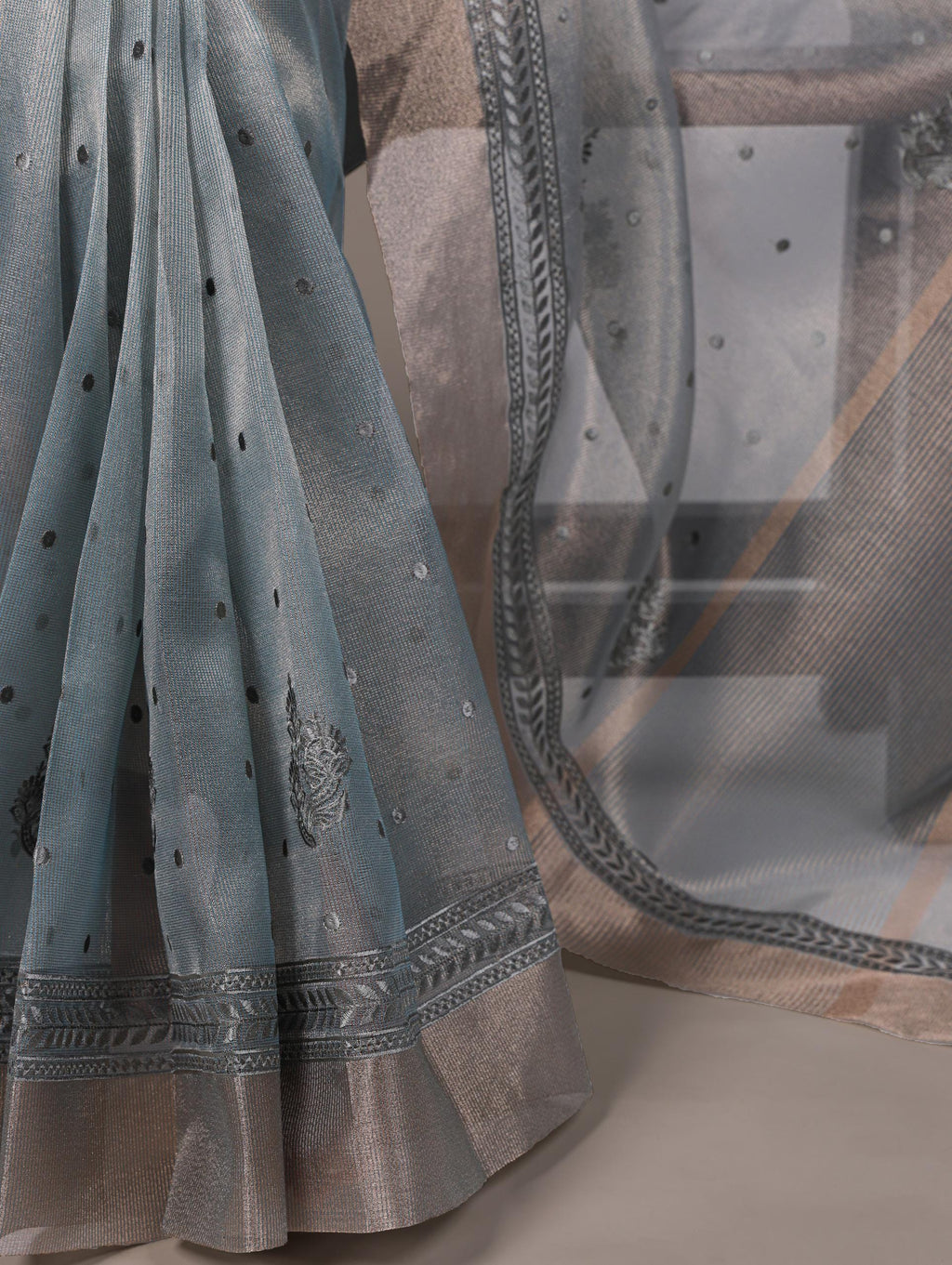 Poly Shimmer Saree with Embroidered Border