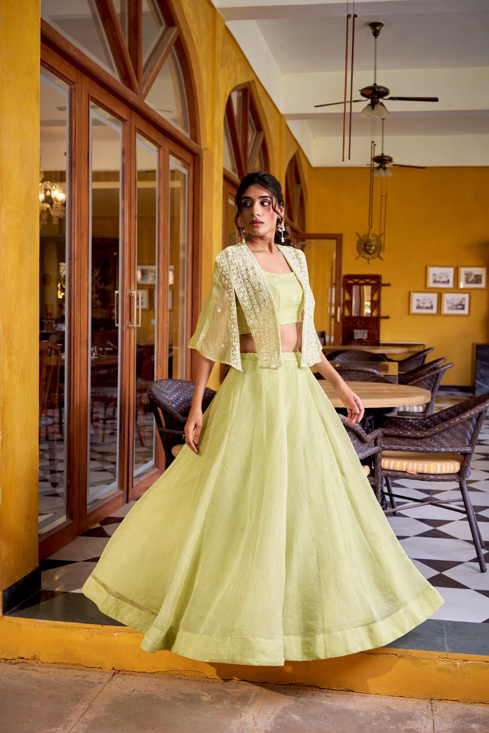 Pink 3-Piece Lehenga Choli with Koti & Sequin Embroidery