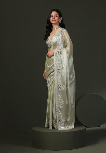 Gray Chiffon Silk Saree
