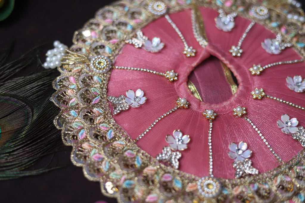 Pink Laddu Gopal Dress with Pearl Work | Heavy Designer Bal Gopal Festive Poshak Handcrafted Pink Laddu Gopal Poshak