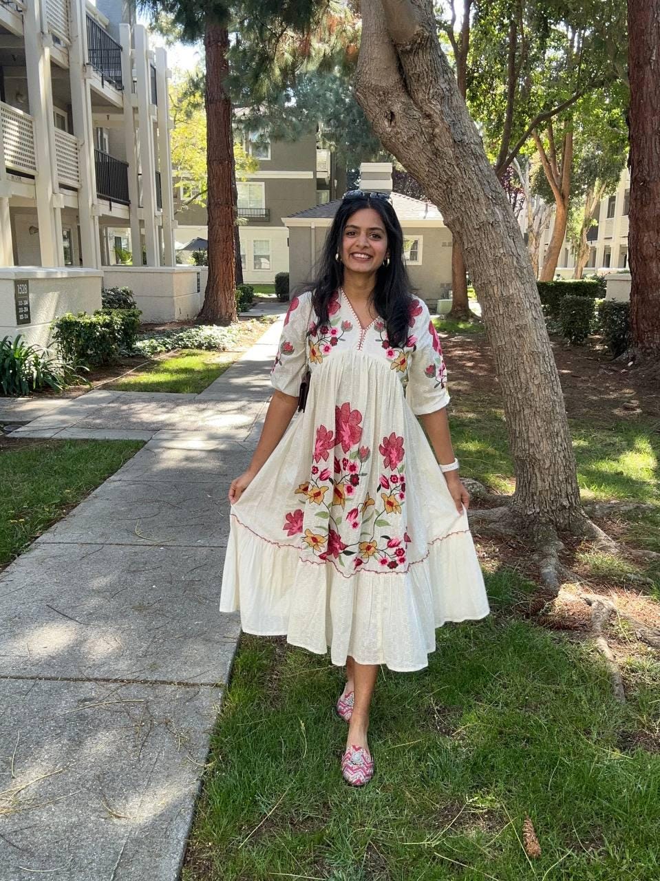 Trendy Rayon Embroidered Maxi Gown | Summer Friendly Long Flare Dress | Fully Stitched Boho Ethnic Anarkali Gown For Women Party Wear