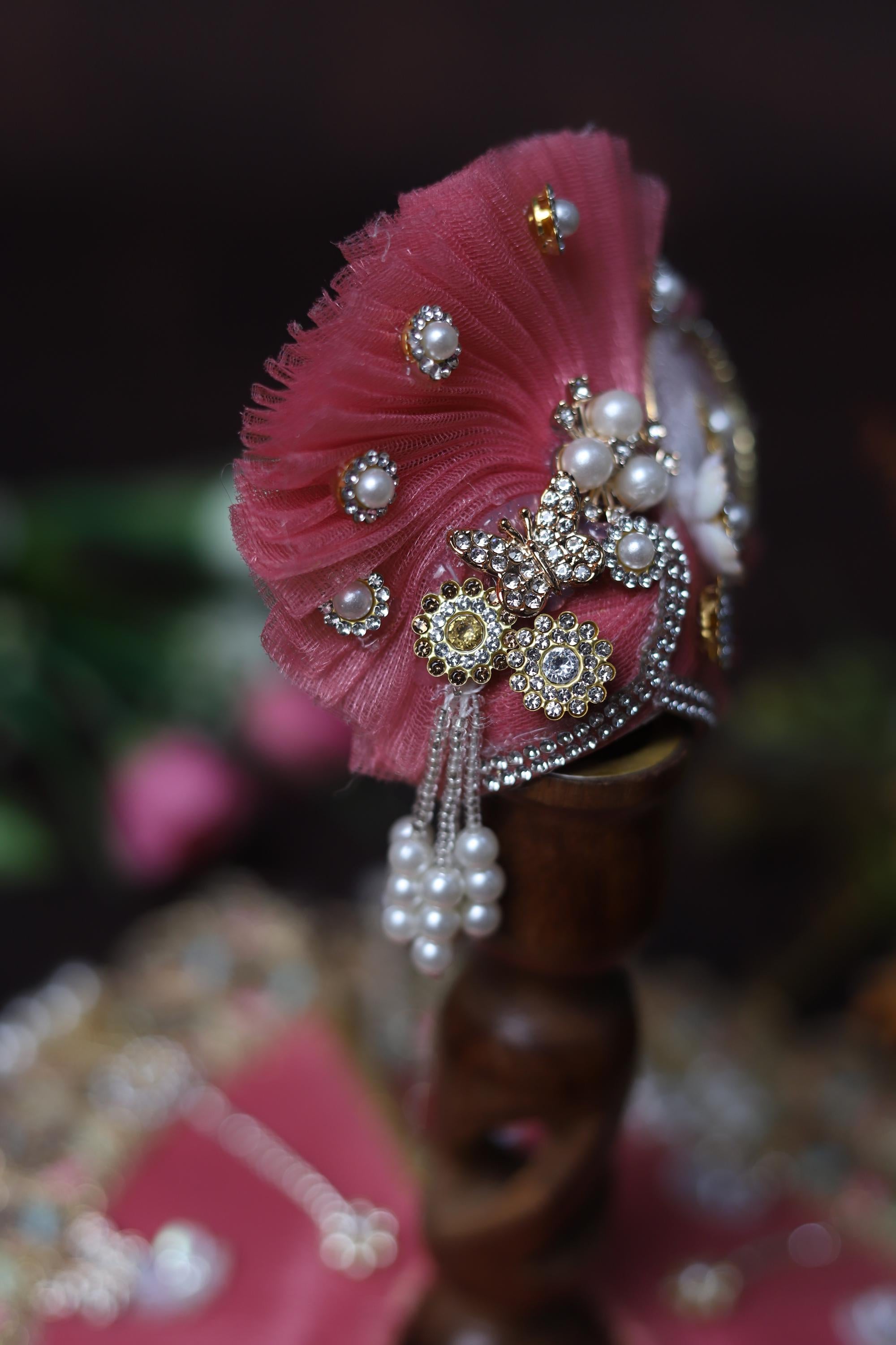Pink Laddu Gopal Dress with Pearl Work | Heavy Designer Bal Gopal Festive Poshak Handcrafted Pink Laddu Gopal Poshak