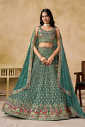 Designer Indian Wedding Lehenga Choli: Mint Green Georgette Embroidery (Made To Order) Customize Size