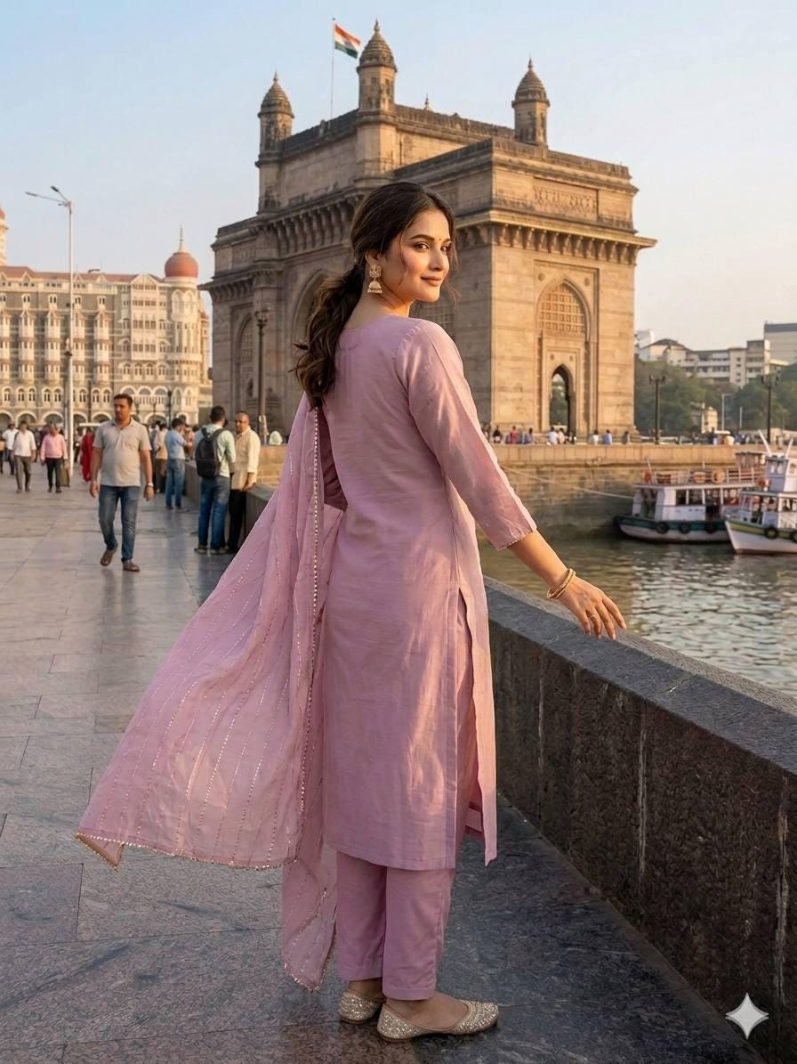 Purple Chinon Suit Set | Sequence Embroidery Kurta Pants Dupatta | Indian Party Wear Ethnic Dress