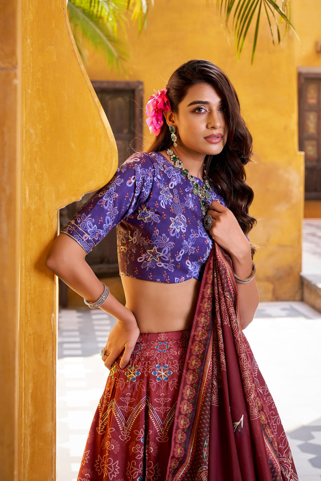 Elegant Printed Vaishali Silk Lehenga Choli Zyana | Indian Festive Wear Wedding Bridesmaid Ghagra Choli | Ready To Wear Stitched Skirt