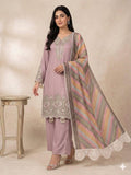 Baby Pink Star Georgette Top Palazzo Set | Sequence Embroidery, Printed Organza Dupatta
