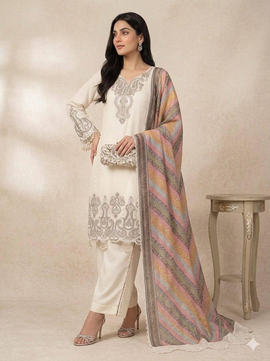 Star Georgette Sequence Embroidery Top Palazzo Set | Printed Organza Dupatta, Indian Wedding Wear