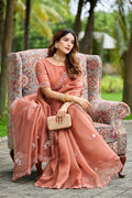 ALKA Tissue Embroidered Sequin Embellished Saree - Light Gajri