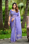 ALKA Tissue Embroidered Sequin Embellished Saree - Light Lavendar