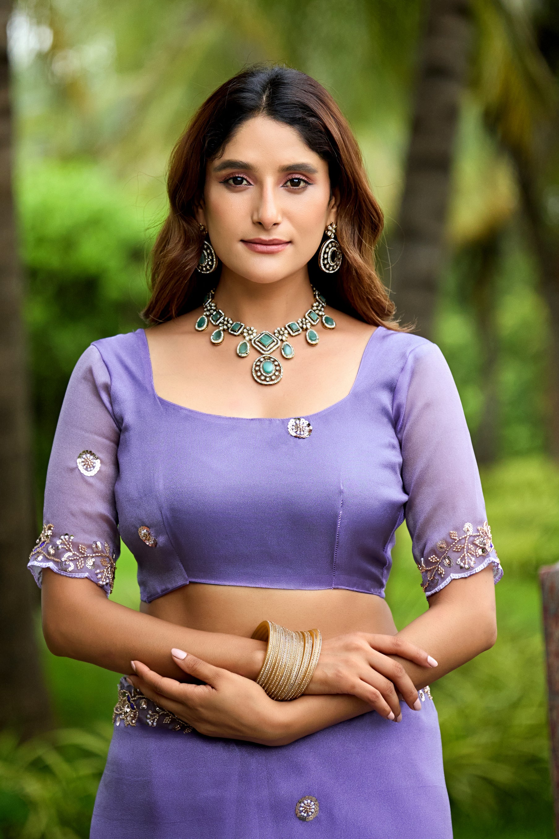 ALKA Tissue Embroidered Sequin Embellished Saree - Light Lavendar