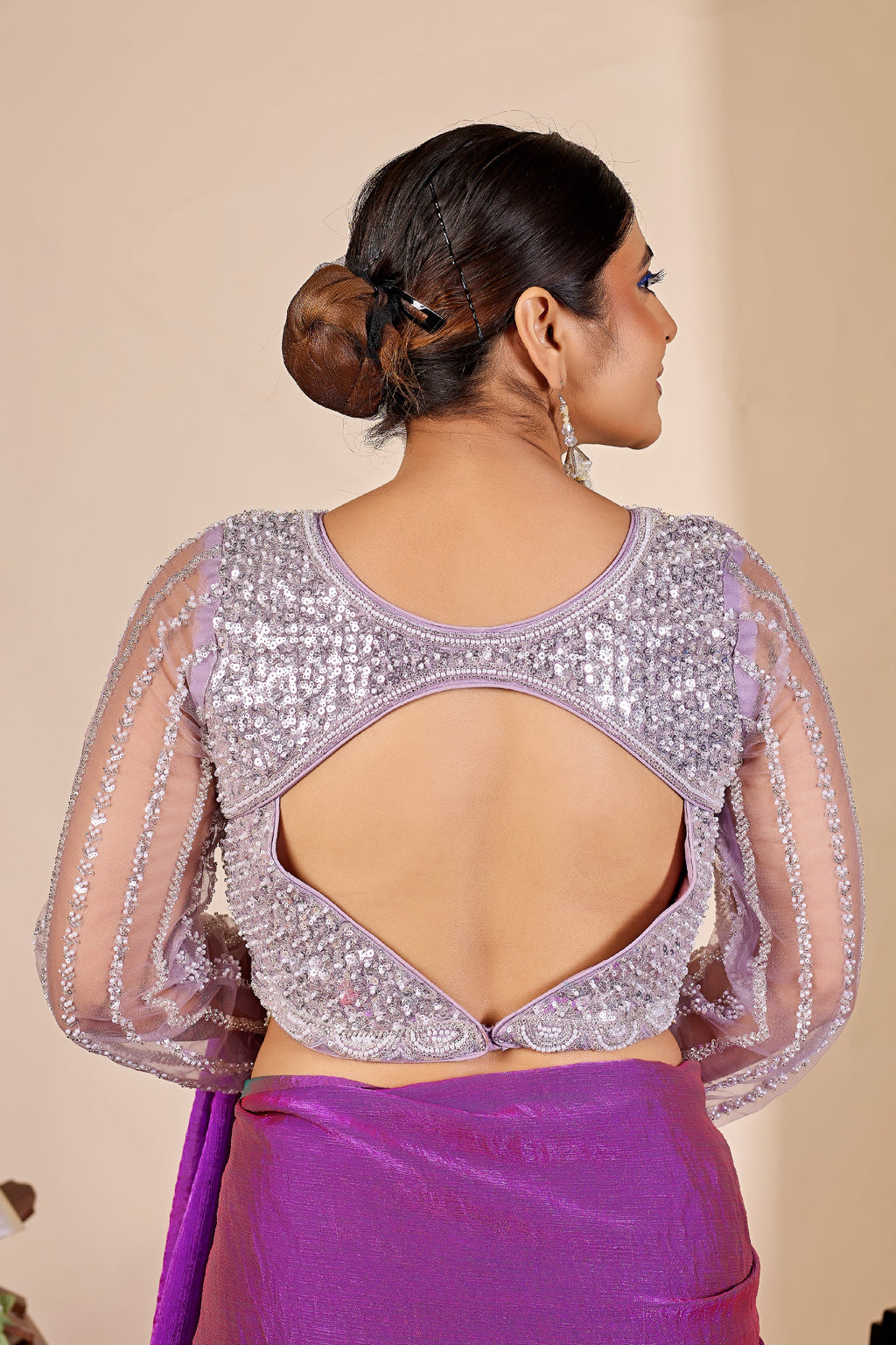 ARAMBHI Net Embroidered Zari Blouse - Lavendar