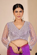 ARAMBHI Net Embroidered Zari Blouse - Lavendar