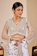 ARAMBHI Net Embroidered Zari Blouse - White