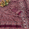 AZRAK Mirror Ajrakh Print Crepe Saree - Maroon