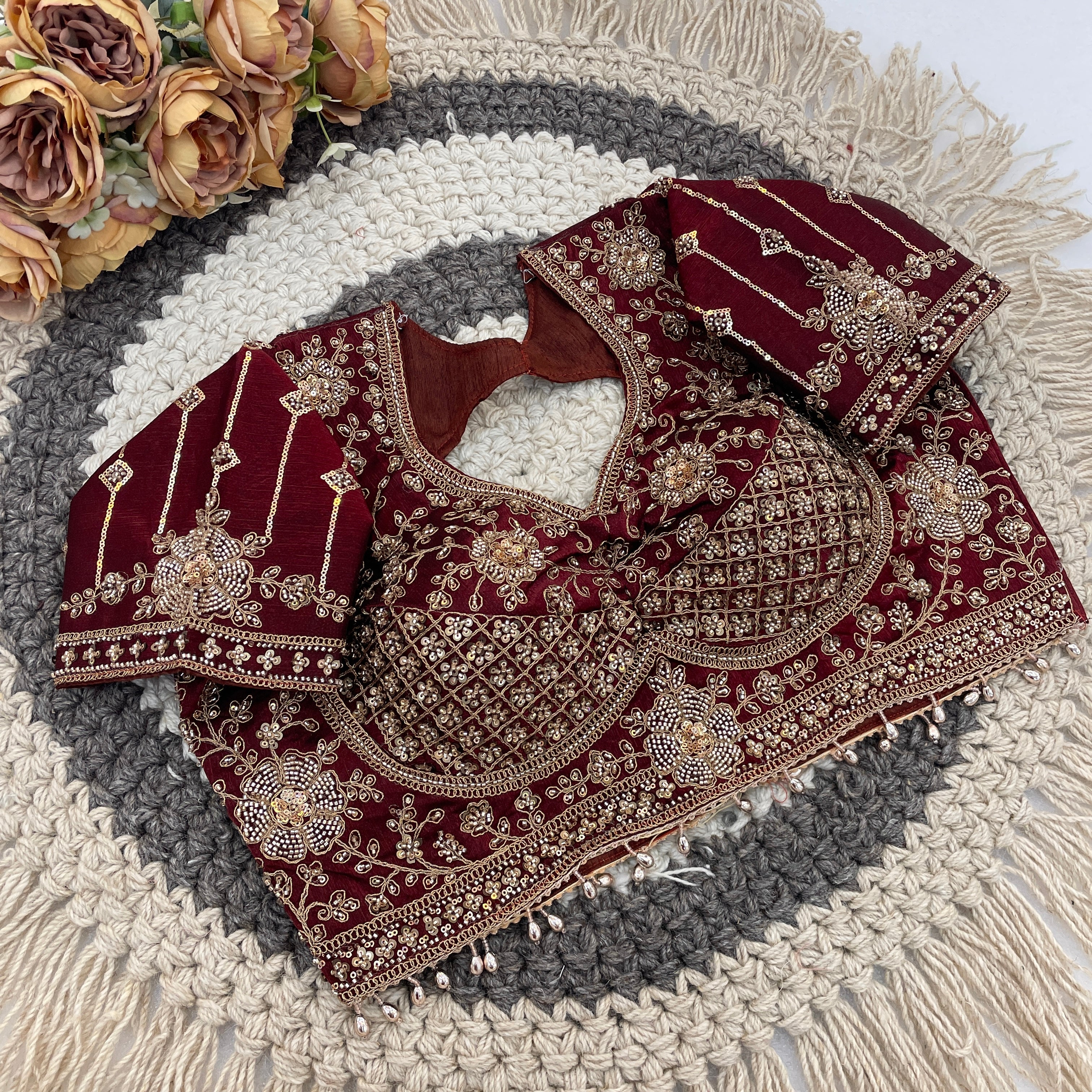 GULABO Viscose Rayon Embroidered Blouse - Maroon