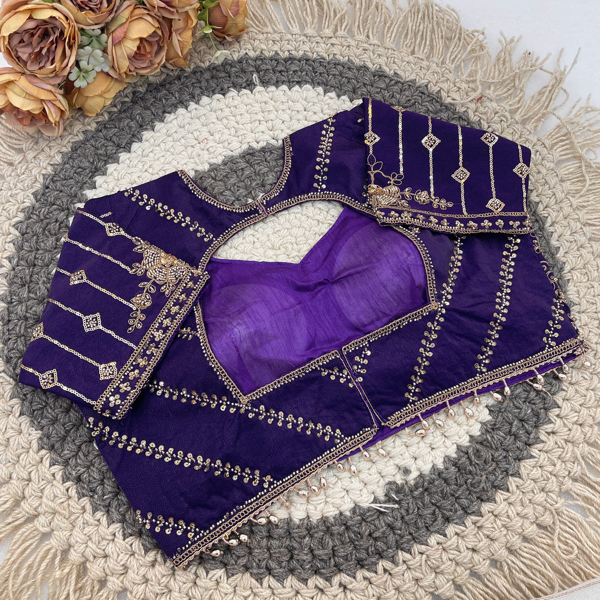 GULABO Viscose Rayon Embroidered Blouse - Purple
