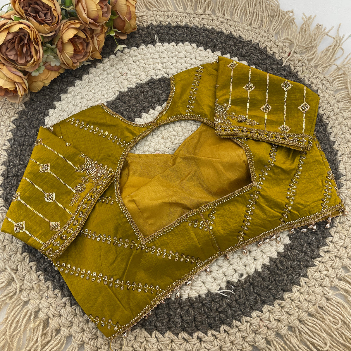 GULABO Viscose Rayon Embroidered Blouse - Mustard
