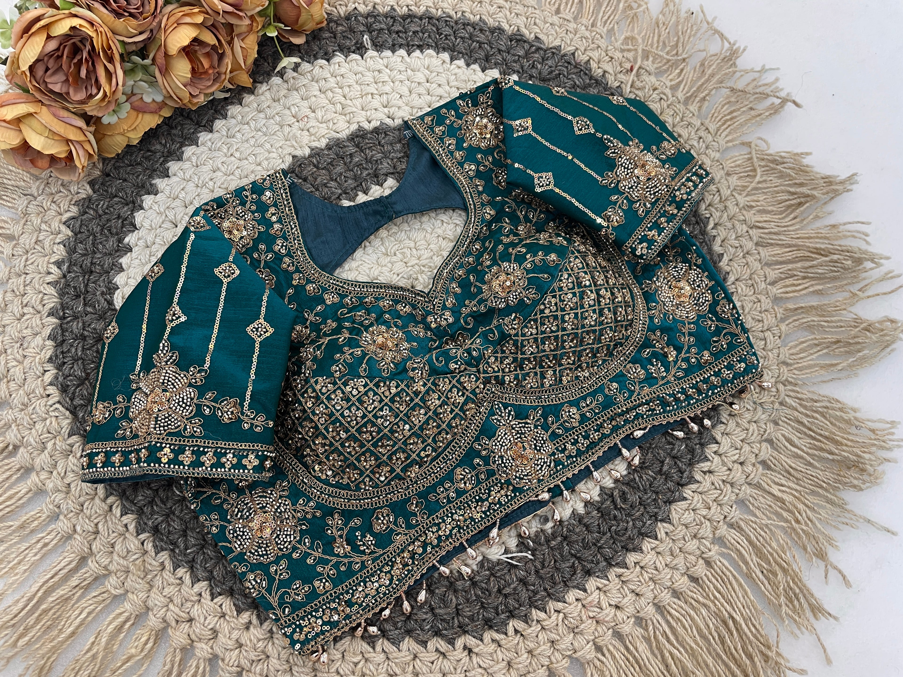GULABO Viscose Rayon Embroidered Blouse - Rama