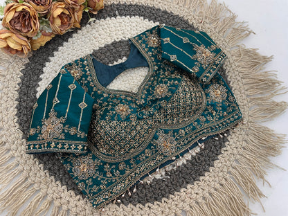 GULABO Viscose Rayon Embroidered Blouse - Rama